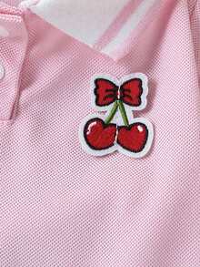 Vestido de polo para perros rosa, transpirable y amigable con la piel, con decoración 3D de cerezas, adecuado para perros pequeños y medianos en primavera y verano - Rosa - Ver 6