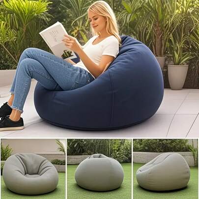 Inflatable Ball-Shaped Sofa, Random Color, Single-Person Slouchy Sofa Chair, Home Casual Flocked Sofa, Outdoor Camping Portable Foldable Sofa - Suitable For Indoor And Outdoor Seating