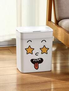 1pc Funny Trash Can Sticker, Cartoon Expression, Tongue Out / Star Eyes / Winking Funny Shapes, DIY Modification, No Residue, Self-Adhesive Waterproof, Trash Can / Refrigerator / Cabinet Door Decoration. Creative Home Modification Sticker, Multi-Scene Home Decor Sticker. - Trash Can Stickers - View 4