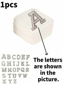 1个个性化首饰盒，旅行首饰盒，生日礼物，圣诞礼物，送给女性和少女的礼物，字母A-Z旅行首饰盒 - 白色 - 查看 19