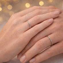 Pair Of 2mm Silver Wedding Rings For Dating, Valentine's Day, Couple, Commitment, Luxury - 銀色 - 查看 3