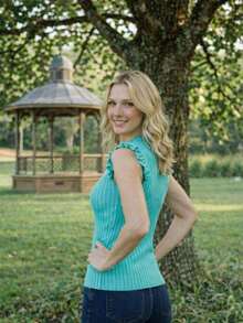 Ribbed Modal Blouse With Detail On The Shoulder Knit Tricot - Mint Blue - View 2
