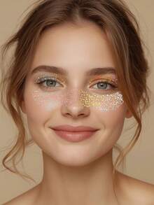 6 Tờ Hình Xăm Tàn Nám Lấp Lánh Trên Mặt, Hình Dán Phấn Mắt Holographic, Hình Xăm Tàn Nám Lấp Lánh Tạm Thời Cho Lễ Hội Coachella, Bãi Biển Mùa Hè, Miếng Dán Trang Điểm Cho Phụ Nữ, Phụ Kiện Tiệc Âm Nhạc Rave - Nhiều màu - Xem 3