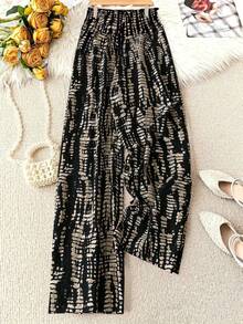 All-Over Print Casual Pants, Suitable For Spring, Summer And Autumn Black - Black - View 2