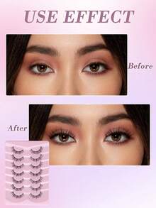 FindLove 7 Cặp Mi Giả 3D Mềm Mịn, Dày 10-15mm, Mềm Nhẹ, Chất Liệu Lông Chồn Nhân Tạo, Giúp Mắt Trông Dày Và Đôi, Tự Nhiên, Dùng Để Trang Điểm - màu đen - Xem 2