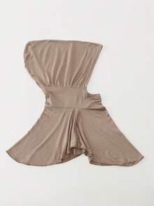 1件装女士时尚纯色弹力高领头巾，柔软舒适亲肤针织帽，可搭配长袍、头巾、围巾，四季皆宜 - 257-淺卡其 - 查看 6