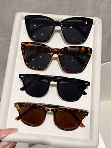 4pcs Metal Square Full Frame Square Punk Classic Advanced New Sunglasses For Beach Driving Fishing Camping Rave Party Street-Photography Tropical Beach Vacay Family Outings Going Out Outfit Fashion Accessories - Multicolor - View 8