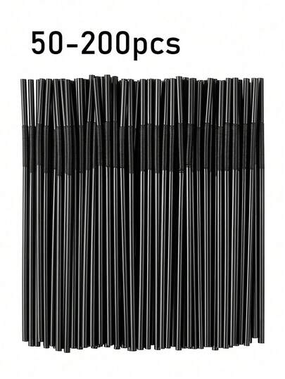 50-500 adet Esnek Siyah İçme Pipeti, Parti Dekorasyon Pipetleri, Kokteyl Karıştırıcıları, Milkshake, Smoothie, Bubble Tea, Buzlu Kahve İçin Uygun, Ev, Kamp, Piknik, Partiler, Okula Dönüş İçin Gerekli Malzemeler