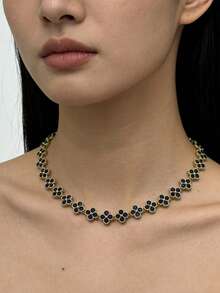 1pc Women's Brass Floral Luxury Jewelry Set, Necklace Jewelry Gift - Flower Necklace - View 10