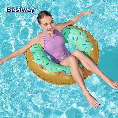  Bestway 36300 1PC Inflatable Swimming Tube Raft, Glitter Swimming Ring, Ride-On Blow-Up Summer Beach Pool Toys, Swimming Pool Floats, Party Decorations, Beach Outdoor Party Supplies (Without Pump)