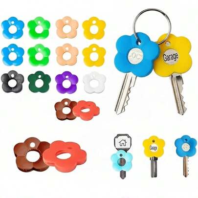 Bộ 12/6/3 chiếc vỏ móc khóa họa tiết hoa dễ thương, móc khóa silicon hình hoa 1.18 inch, vật dụng nhận dạng chìa khóa di động, lý tưởng cho việc sắp xếp tại nhà và văn phòng, tuyệt vời cho cuộc sống hàng ngày và quà tặng ngày lễ.