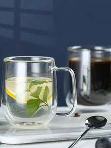 OBOVAY Minimalist Lightweight Transparent Heat-Resistant Double-Layer Glass Coffee Cup, Made Of Clear Glass Material With Portable Handle, Suitable For Cappuccino, Iced Beer, Juice, Latte, Tea And Other Hot/Cold Beverages, Perfect Mother's Day Gift. Random Style Shipped. - Transparent - View 6