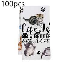 两套可爱猫/鹿图案厨房抹布、清洁海绵和餐巾,尺寸40*60厘米。适合厨房装饰或作为精美礼品。可用于清洁和擦拭,也可用于家居装饰,是各种厨房和用餐场景的理想之选。 - 彩色 - 查看 18