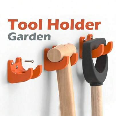 4pcs Garden Tool Hooks - Wall Mounted Set, Garden Tool Hooks, Heavy Tool Hooks For Storage Of Shovel, Rake, Broom, Mop Handle, Sturdy Anti Slip Tissue Clips For Garage, Shed, Basement Workshop, Multi Functional Outdoor Garden Tool Wall Hanger