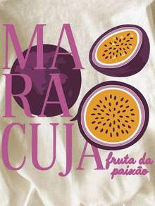 Camiseta de manga corta informal de verano con estampado de fruta y letraPure-Cotton - Albaricoque - Ver 5