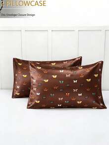 Chic Double-Sided Satin Butterfly Pattern Pillow Cases – Experience Smooth, Cool Comfort For Tangle-Free Hair, Essential For Dorm Room Stuff & Stylish Bedroom Decor!" - 2pcs - View 7