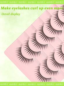 10 Pairs Anime Inspired Wet Look False Eyelashes, Enlarges Eyes, Reusable For Dates, Travel - Black - View 7