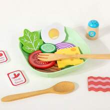 New Baby Realistic Salad Vegetable Pretend Play Food Toy, Children's Early Education Kitchen Playset, Wooden Toy Household Appliances, Birthday & Holiday Gift - Multicolor - View 4