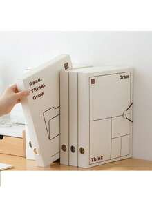 A4 Simple Style File Box, PP Plastic Document Storage Box, Large Capacity Office Supplies File Folder - Beige - View 7