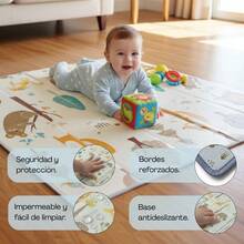 BATHBY Alfombra de Bebé, Plegable, Impermeable, Acolchada 1 cm, Reversible, Diseño Educativo con Números y Abecedario, para Gatear y Jugar - Bosque/Pandas - Ver 5