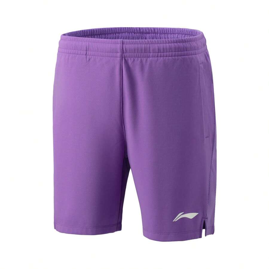 LI-NING Provincial Team Series Badminton Match Shorts, Men's Breathable Quick-Dry Professional Tournament Training Pants AAPV045 - 花球紫 - 查看 1