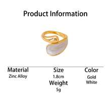 1pc Creative Contrast Color Metal Handmade Drip Oil White Geometric Design Summer Beach Vacation Ring For Women - Yellow Gold - View 6