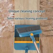 ZBEZBE Broom And Dustpan Set, Blue, 2-Piece, 180 Degree Rotatable, Extendable Handle Up To 53 Inches, 4-Layer Thick Brush, Comb Teeth, Folding Storage - Standard Set: Blue Two-piece Broom and Dustpan - View 5