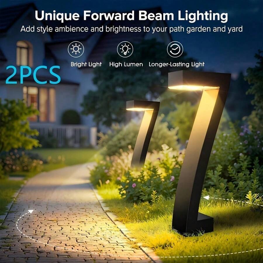 7-Shaped Solar Outdoor Light Conforms To The Wall, With A Wide Illumination Range And Bright Light. Long-Lasting Battery Life. Integrated Solar Panel For Autonomous Power Storage, Sturdy And Durable Casing