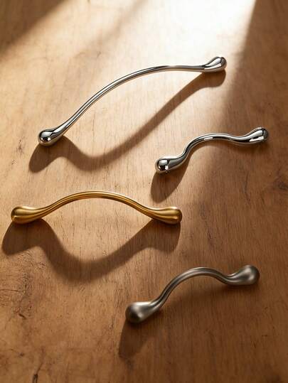 2 piezas Tiradores de gabinete y cajón de estilo minimalista francés, nuevos tiradores de un solo orificio de estilo chino de lujo en color plata brillante