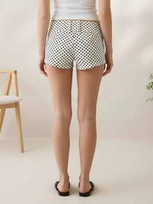 Women's Summer Mini Shorts Fashionable Dot Print/Striped Low Rise Going Out Micro Shorts - Blanco - Ver 6