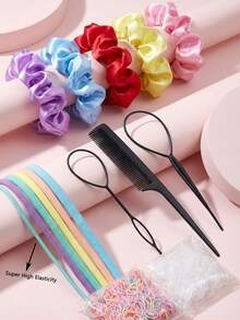 Conjunto de 1109 peças de acessórios de cabelo em tons pastel, ferramentas de penteado para meninas, decorações de cabelo delicadas, elásticos e scrunchies. - Multicolorido - Ver 4