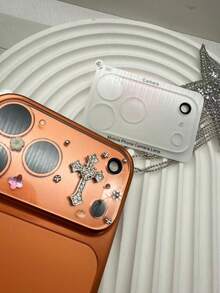 Ốp bảo vệ ống kính camera hình chữ thập 3D phong cách Ins - Ốp bảo vệ ống kính điện thoại hình chữ thập pha lê lấp lánh, quà tặng bảo vệ camera dễ thương kiểu Kawaii. - trắng - Xem 6