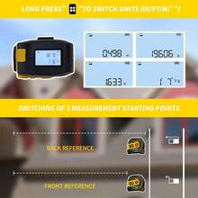 2-In-1 Laser Distance Meter - 16ft Tape Measure, 131FT/262FT Laser Distance, USB Charging, LCD Display Pythagoras, Area, Volume, Ft/Ft+In/In/M Unit Switch Digital Rangefinder, Suitable For Home Decoration And Building Surveying - Red Light - View 7