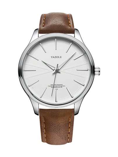 1PC Men's Minimalist Business Brown And White Quartz Watch, Classic Black Leather Strap Wristwatch, Gentleman Casual Quartz Wrist Watch, Sleek Modern Men's Wristwatch, Business Daily Wear Quartz Watch, YAZOLE Style Black Quartz Wristwatch, Father's Day Birthday Gift For Men, Great Gift For Boyfriend Husband, Chic Minimalist Black Watch, Refined Gentleman Quartz Watch, Suitable For Office Dating