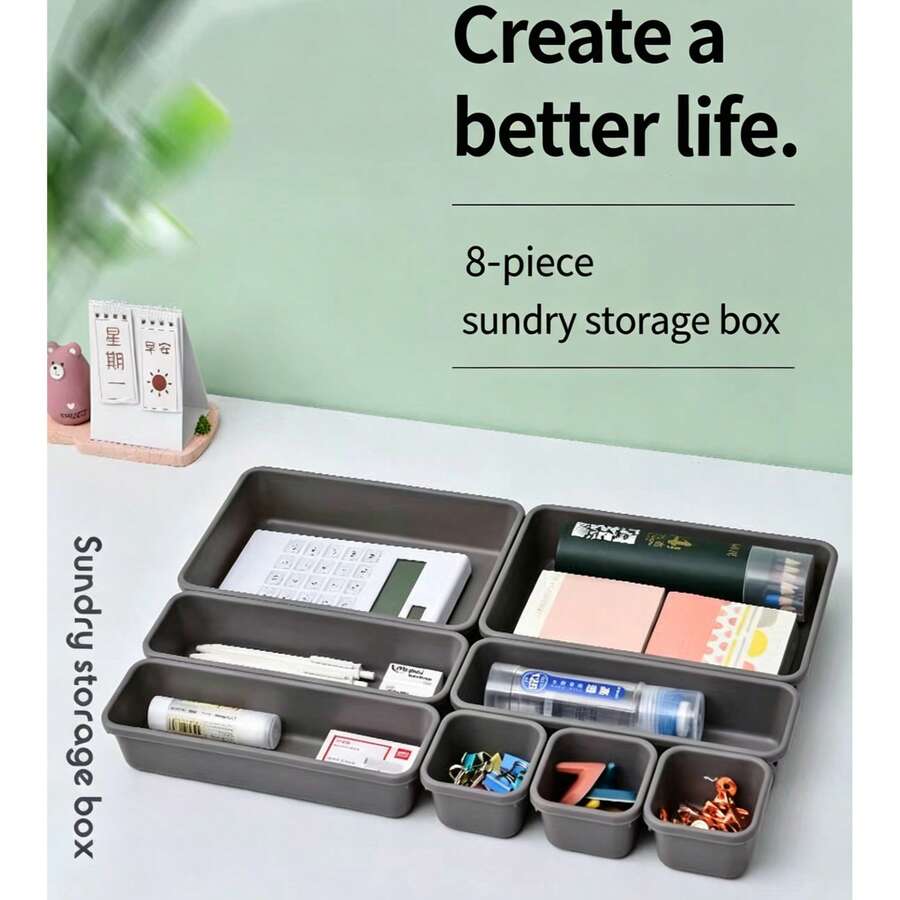 8-Piece Drawer Organizer Set, Plastic Drawer Organization System, Modular Drawer Organizers, For Organizing Socks, Underwear, Clothes, Combs, Office Supplies, And Kitchen Utensils - 1 Set - View 1