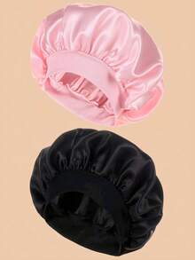1pc/2pcs Silk Sleep Cap With Elastic Band, Satin Sleep Hat, Elastic Silk Sleep Cap Suitable For Curly Hair, Wide Elastic Design Solid Color Satin Sleep Cap, Comfortable Breathable Hair Care Cap - Multicolor - View 16