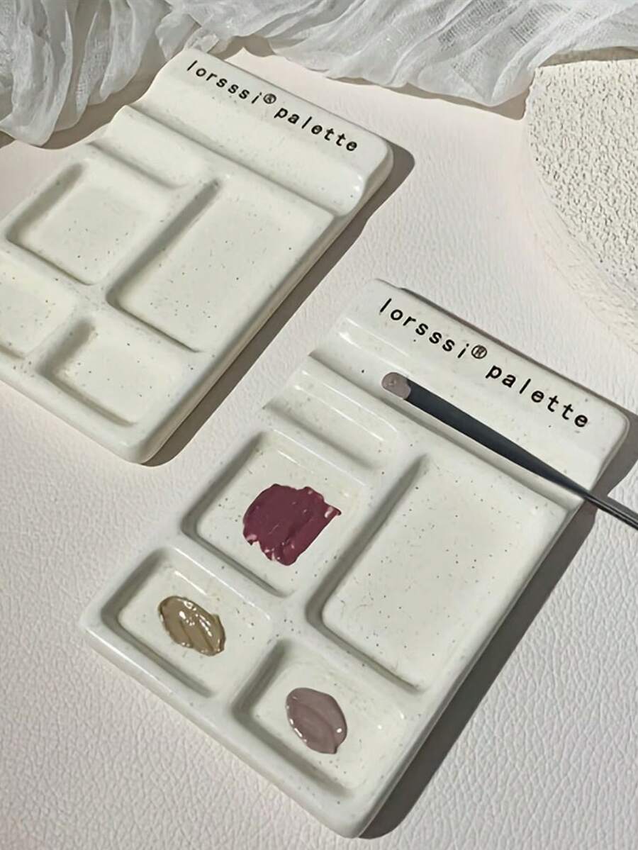 1个多功能树脂调色盘，水彩指甲油凝胶染料混合调色盘，集成刷具清洁架，美甲工具，化妆必备品 - 彩色 - 查看 1