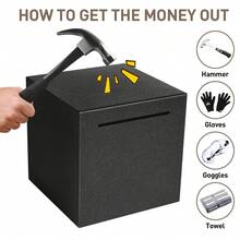 Ống tiết kiệm bền chắc, phải đập vỡ mới mở được, chất liệu thép không gỉ, có thể đựng tiền thật, hũ tiết kiệm bằng kim loại chắc chắn và bền bỉ. - màu đen - Xem 7