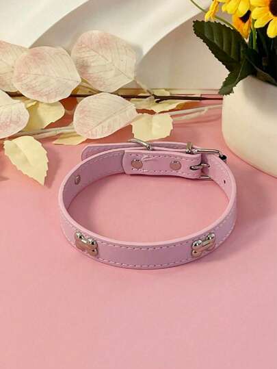 Pet Supplies Dog Collar Multi-Color Optional Large, Medium, Small Dog Punk Style PU Bone Collar