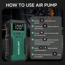 汽車電池啟動器附 150PSI 充氣泵，可攜式汽車啟動器含自動關機胎壓充氣機，附跳線與照明燈 - J33啟動電源 - 查看 9