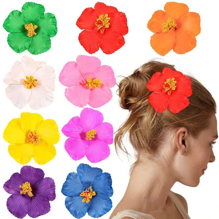 1/3/9 chiếc kẹp tóc hoa bằng vải lanh dành cho nữ, kiểu dáng bãi biển, phong cách bohemian ngọt ngào, màu trơn, kẹp tóc PVC thanh lịch, phù hợp cho mọi mùa, hoạt động ngoài trời, kỳ nghỉ, du lịch, phụ kiện trang phục và quà tặng, lễ hội, sinh nhật. - Nhiều màu - Xem 1