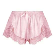 Boho Women's Lace Trim Satin Silk Shorts Shiny Elastic Waist Mini Shorts Pettipants Half Slip Shorts French Knickers Boyshorts For Dresses Full Coverage Underwear Lounge Pants - FJ305-粉紅色 - 查看 9