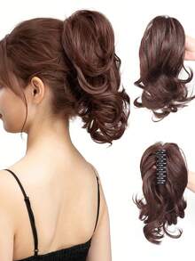 10 Inch Clip-In Short Curly Wavy Synthetic Hair Extension Ponytail, Elegant Style, Suitable For Women's Daily Wear And Party - Multicolor - View 20