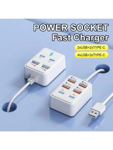 Estación de carga USB de alta velocidad de 4/6 puertos, adecuada para carga rápida de portátil/tableta/múltiples dispositivos, compatible con teléfono, convertidor de energía de RV, cargador de pared de escritorio, distribución de energía inteligente de doble esencial para viajes - Multicolor - Ver 7