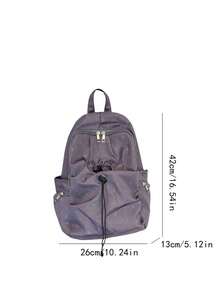 1 Piece Black Star Print Nylon Large Capacity Multi-Pocket Zipper Closure Casual Backpack For Women & Daily Commute - Multicolor - View 7