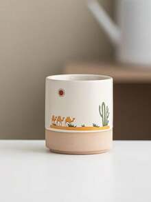 1pc Middle Eastern Style Ceramic Mug, Saudi Arabian Coffee Cup, Desert Camel, Palm Tree & Cactus Themed Water Cup, Matte Two-Tone Design, High-Quality Ceramic Material Insulated & Anti-Scald, 4 Different Desert Landscape Patterns, Vividly Recreating The Middle Eastern Wilderness Ambiance, Suitable For Coffee, Tea, Water And Other Beverages, Infusing Exotic Charm Into Kitchen And Office, An Excellent Choice For Daily Use And Gift-Giving - Multicolor - View 13