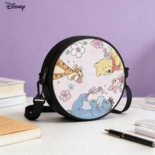 Disney Winnie The Pooh & Friends Cherry Blossom Print Round Crossbody Bag, Multifunctional Small Round Backpack Suitable For Casual Travel, Shopping, Lightweight Durable Polyester Shoulder Bag With Zipper - One Size - View 1