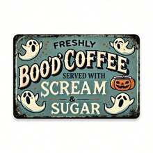 HELLOYOUNG Vintage Halloween Coffee Metal Sign 8x12 Inches – Rustic Wall Art For Home, Kitchen, Office, Garage Decor, Fall Room Decoration - Multicolor - View 4