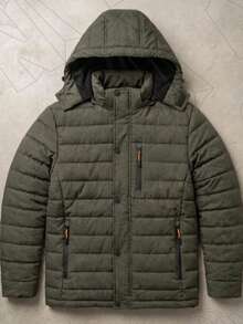 Men's Thermal And Lined Bobojaco Jacket With Removable Hood - Winter Launch - Army Green - View 2