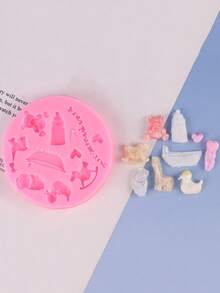 1个迷你牛奶瓶熊形硅胶烘焙模具，幼儿玩具 - 彩色 - 查看 2